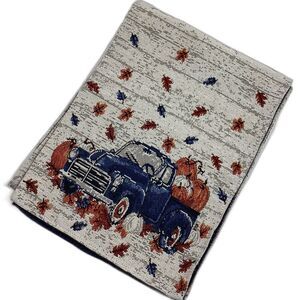 Perfect Harvest Fall Blue Truck Tapestry Table Runner 12.25 x 67